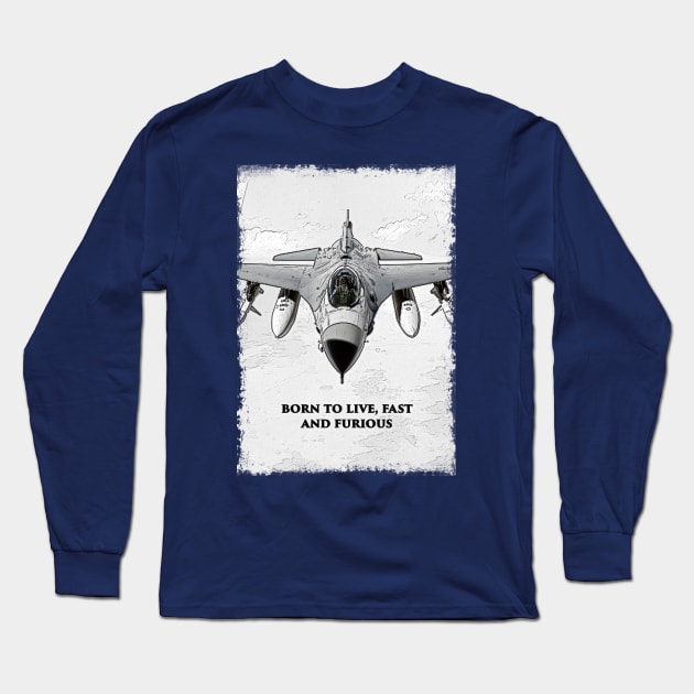 Fighter Jet Born P10 Long Sleeve T-Shirt by FasBytes